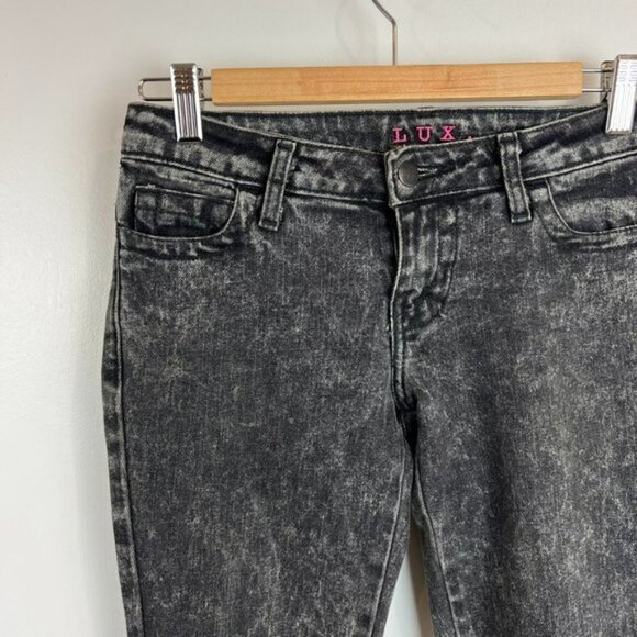 Lux Tapered Black Slim Fit Acid Washed Skinny Jeans Pants - Size 26 to 27 - Picture 5 of 9